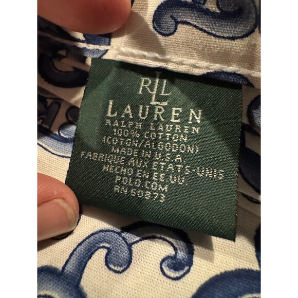 Ralph Lauren Porcelain Rosette FULL Flat Sheet Blue EUC - Picture 4 of 6